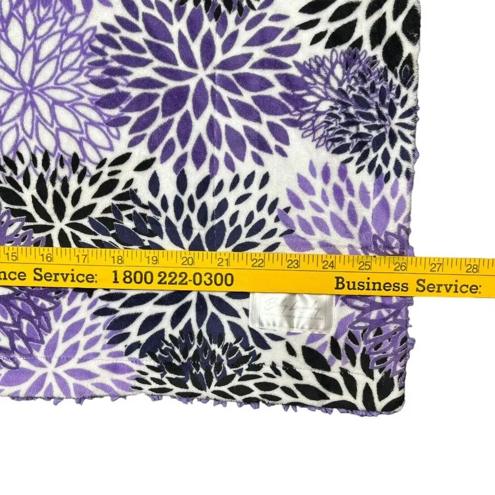 Baby Laundry DAHLIA 91350 Minky Blanket Purple White 35" X 26" Floral - Picture 8 of 8